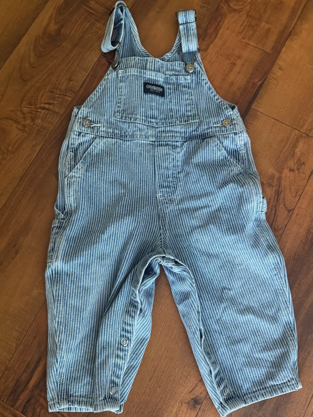 OshKosh B'gosh Blue pinstripe denim Overalls 18 months toddler infant vintage
